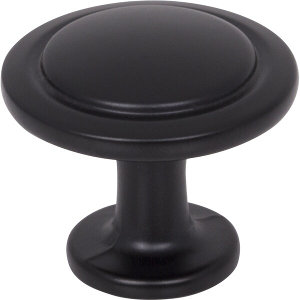 Elements 1-1/4" Diameter Matte Black Round Button Gatsby Cabinet Knob 3960-MB - main